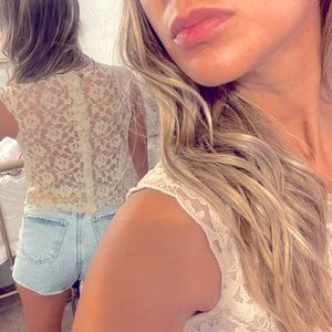 Tan Lace Crop Top